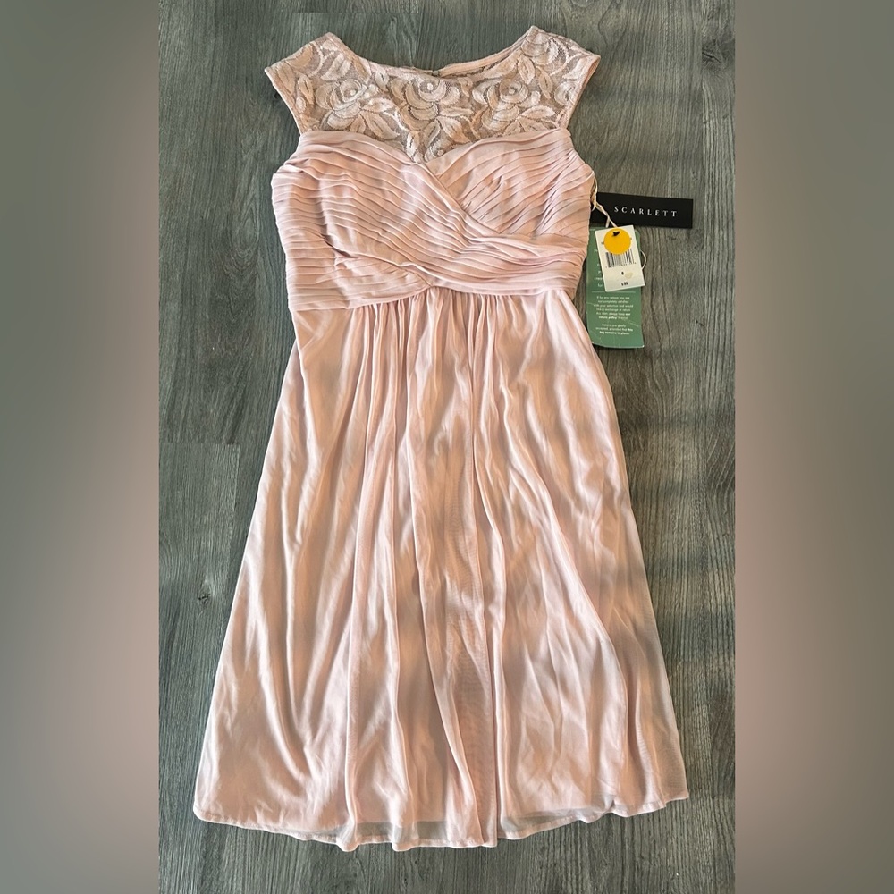 NWT Scarlett Light Blush Strapless Pleated Gown size 8